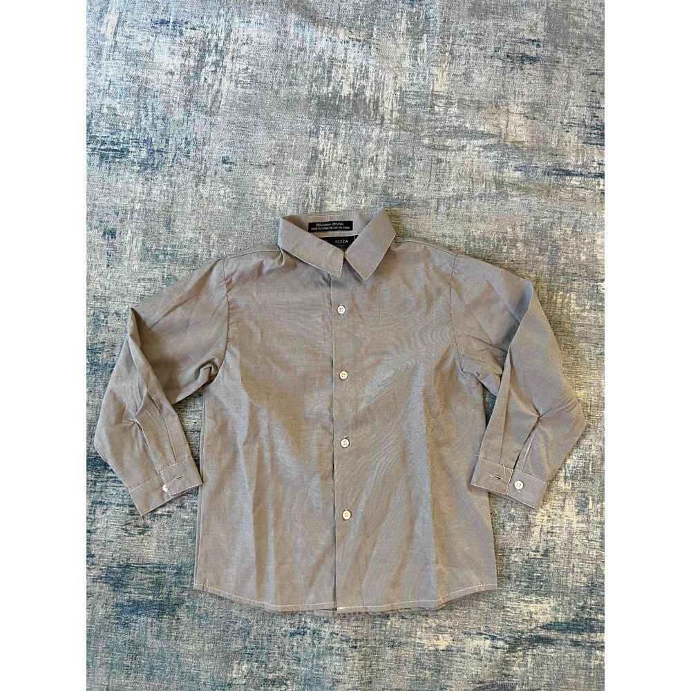 Andrew Fezza Black White Microstripe Button Down Dress Shirt Boys 5